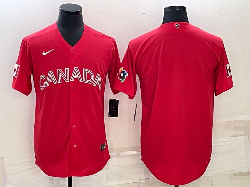Men 2023 World Cub Canada Blank Red Nike MLB Jersey2->more jerseys->MLB Jersey